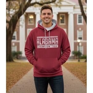 Colosseum Alabama Crimson Tide Hoodie Sweatshirt Men's Size L‎ Red Pullover NCAA